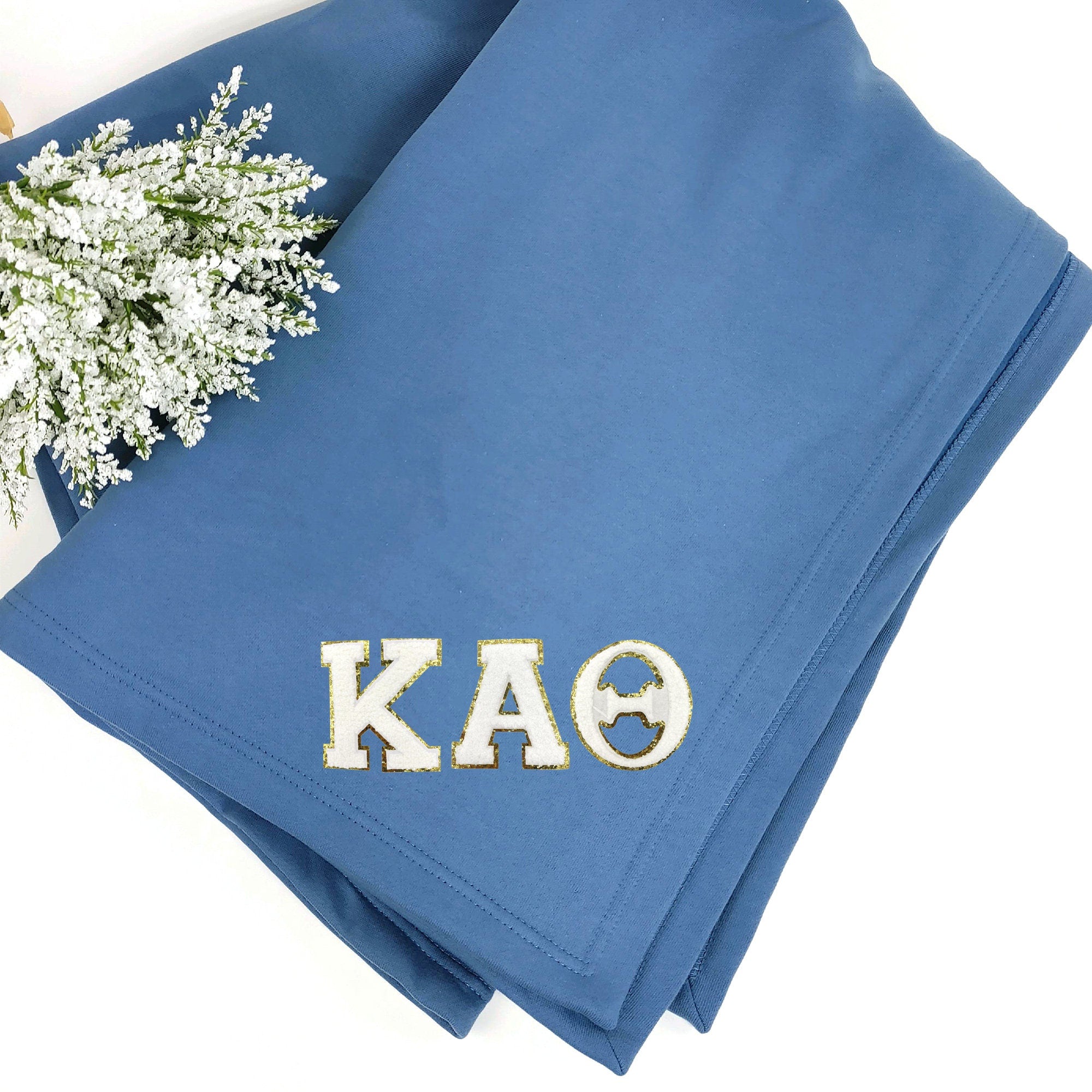 Kappa Alpha Theta Patch Sweatshirt Blanket, Sorority Gift, Warm and Soft
