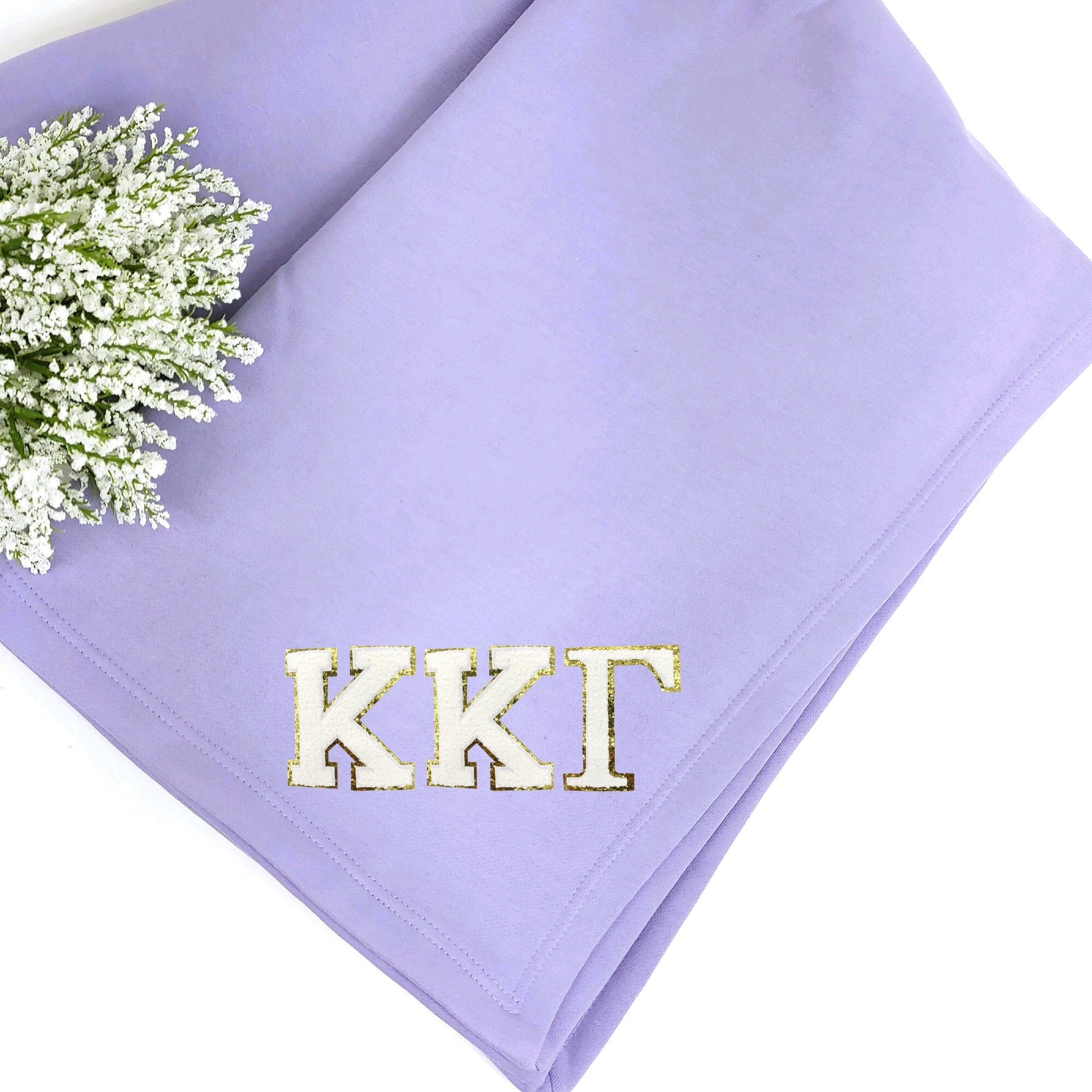 Kappa Kappa Gamma Patch Sweatshirt Blanket, Warm and Cozy, Soft Chenille Greek Patch