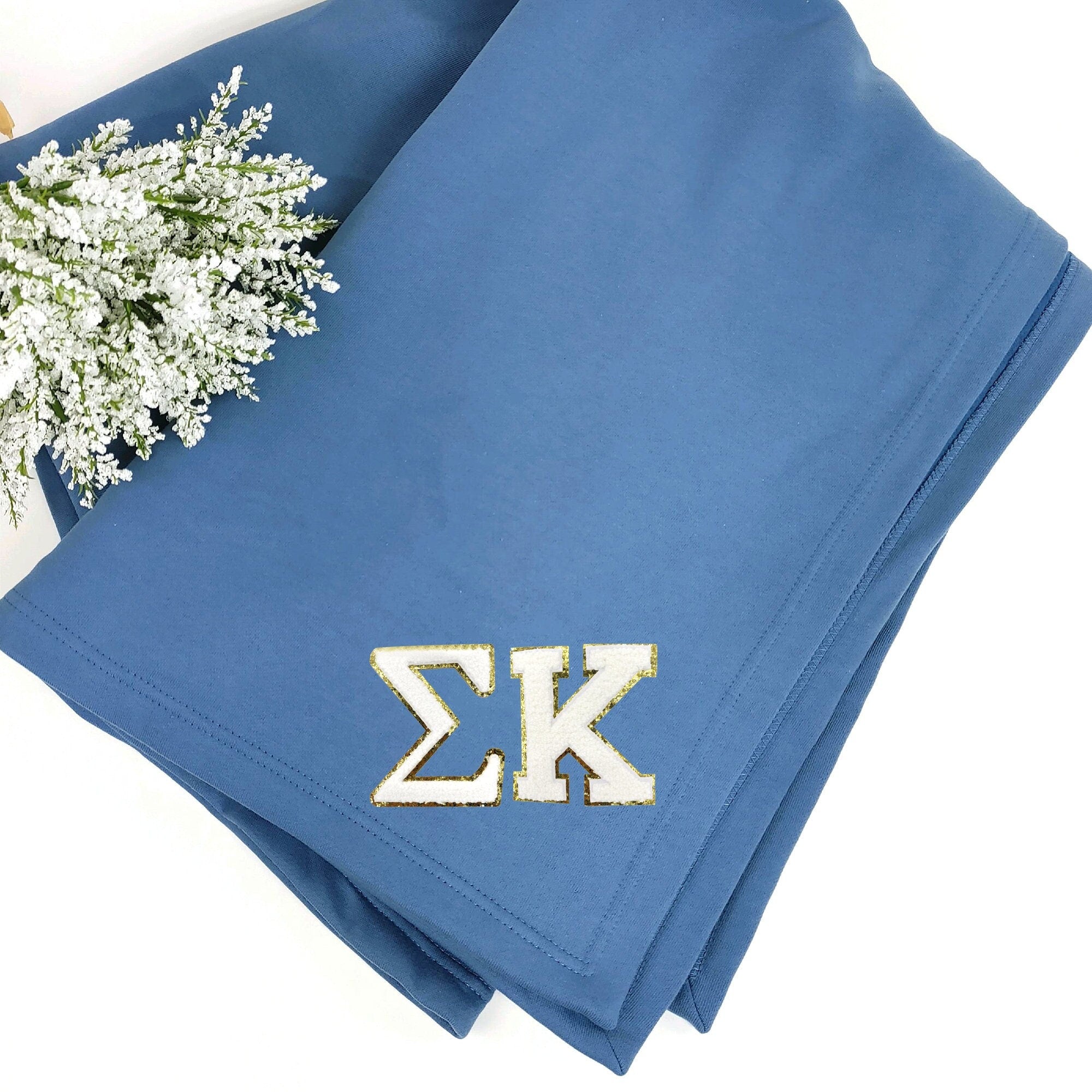 Sigma Kappa Sorority Patch Sweatshirt Blanket, Chenille Patch, Warm and Soft Material